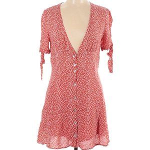 Lunik Red Tie Sleeve Mini Dress, Size Large